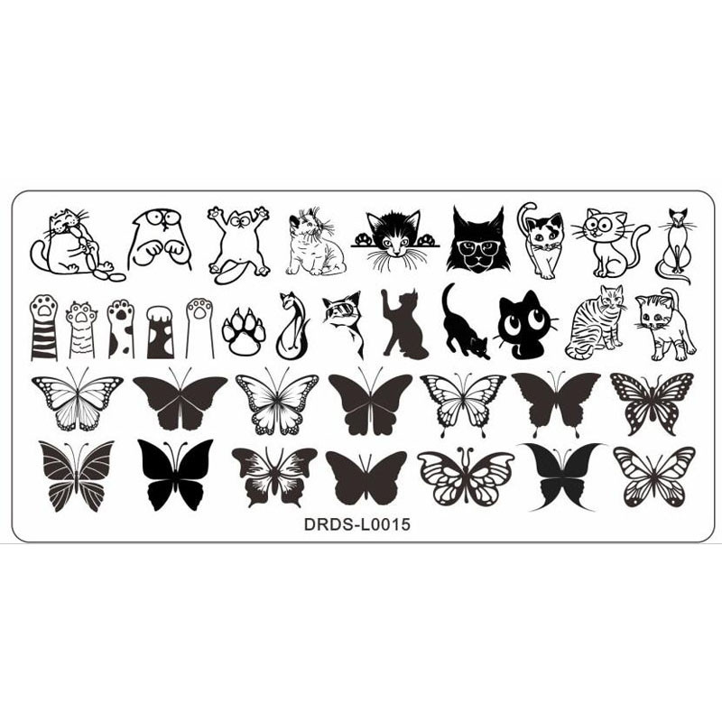 1 φύλλο από ανοξείδωτο ατσάλι Cartoon Animal Nail Tiger Snake Pattern Nail Art Stamping Plate for Manicure Tools 1pc 6*12cm &&