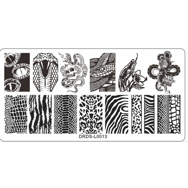 1 φύλλο από ανοξείδωτο ατσάλι Cartoon Animal Nail Tiger Snake Pattern Nail Art Stamping Plate for Manicure Tools 1pc 6*12cm &&