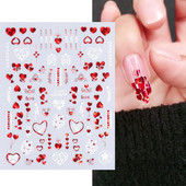 Laserpunased valged küünekleebised Südame pulmaettepaneku liugurid küüntele 3D-lakkkleebis Valentine kaunistus maniküür LECJ037-45