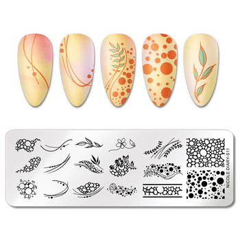 NICOLE DIARY Пяна с ефект на мехурчета Плочи за щамповане на нокти Flower Leaf Line Design Stamp for Nails Print Stencil Templates