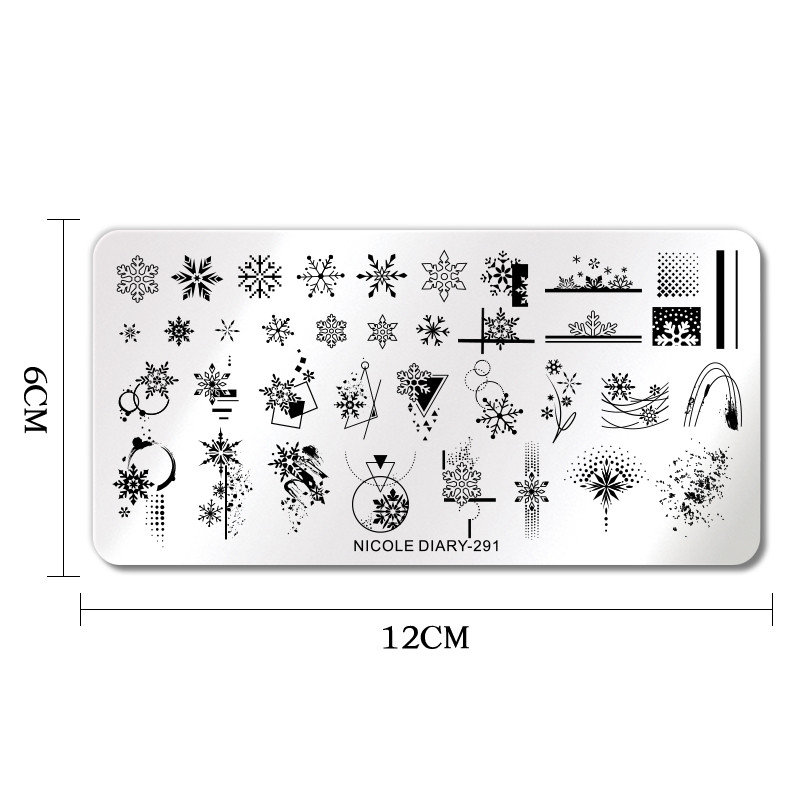 NICOLE DIARY Πλάκες σφράγισης νυχιών Χριστουγεννιάτικη νιφάδα χιονιού Φύλλο λουλουδιών Εικόνα από ανοξείδωτο ατσάλι Μάρμαρο ανθισμένο πρότυπο σφραγίδας τέχνης νυχιών