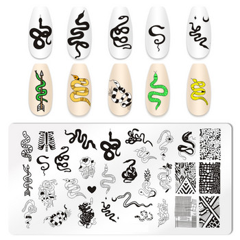 1Pcs Cartoon Nail Stamping Plates Правоъгълник Животни Шаблон Stencil Nail Art Stamp Stamping Image Plate Инструменти за маникюр