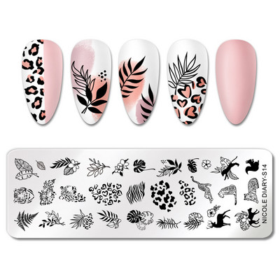 NICOLE DIARY Heartbeat Nail Stamping Plate Sweet Heart Lips Printing Stencil Μανικιούρ Πρότυπα σφραγίδων τέχνης Εργαλεία νυχιών