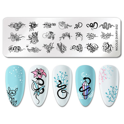 NICOLE DIARY Heartbeat Nail Stamping Plate Sweet Heart Lips Printing Stencil Μανικιούρ Πρότυπα σφραγίδων τέχνης Εργαλεία νυχιών