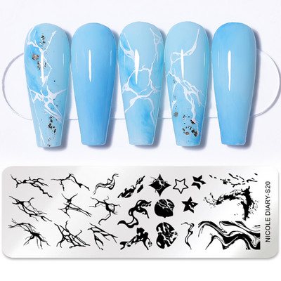 NICOLE DIARY Heartbeat Nail Stamping Plate Sweet Heart Lips Printing Stencil Μανικιούρ Πρότυπα σφραγίδων τέχνης Εργαλεία νυχιών