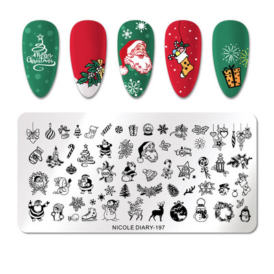 NICOLE DIARY Heartbeat Nail Stamping Plate Sweet Heart Lips Printing Stencil Μανικιούρ Πρότυπα σφραγίδων τέχνης Εργαλεία νυχιών