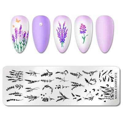 NICOLE DIARY Heartbeat Nail Stamping Plate Sweet Heart Lips Printing Stencil Μανικιούρ Πρότυπα σφραγίδων τέχνης Εργαλεία νυχιών