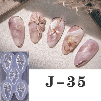 Καλούπι σιλικόνης για σκάλισμα νυχιών 3D Bear Butterfly Heart φόρμα στάμπας πλάκας νυχιών Στένσιλ DIY UV Gel Ιαπωνικά εργαλεία μανικιούρ
