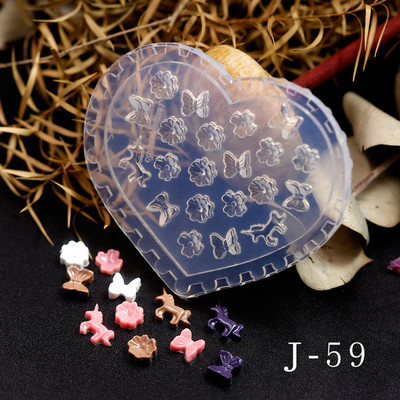 Καλούπι σιλικόνης για σκάλισμα νυχιών 3D Bear Butterfly Heart φόρμα στάμπας πλάκας νυχιών Στένσιλ DIY UV Gel Ιαπωνικά εργαλεία μανικιούρ