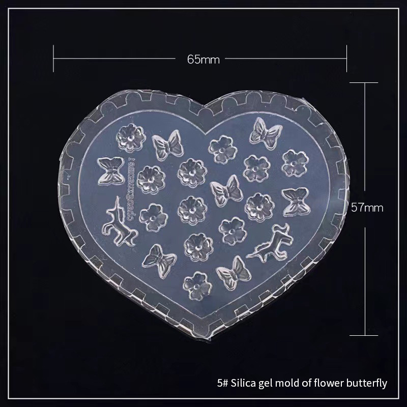 Καλούπι σιλικόνης για σκάλισμα νυχιών 3D Bear Butterfly Heart φόρμα στάμπας πλάκας νυχιών Στένσιλ DIY UV Gel Ιαπωνικά εργαλεία μανικιούρ