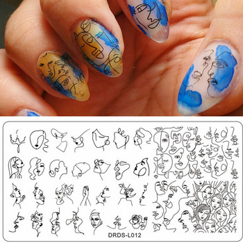 1PC (6*12cm) нокти френски летен шаблон за щамповане на плоча за маникюр Шаблон за печат Полски шаблони от стоманена плоча Шаблон за нокти, 16-D
