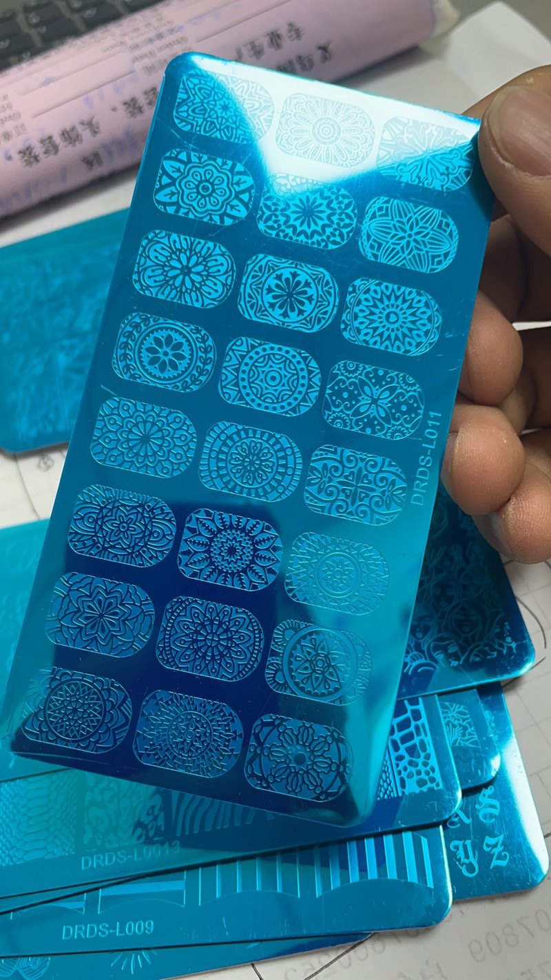 1 ΤΕΜ(6*12cm) Γαλλικό Καλοκαιρινό Σχέδιο Νυχιών Πρότυπο Πλάκας Μανικιούρ εκτύπωσης Πρότυπα Πολωνικού Ατσάλινο Στένσιλ για Νύχια,16-D