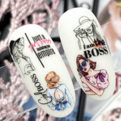 1 tk 3D Girl Power kleebised küüntele Must lilleline leht Lineaarsed kleepuvad kleebised liugur maniküür küünte kaunistused