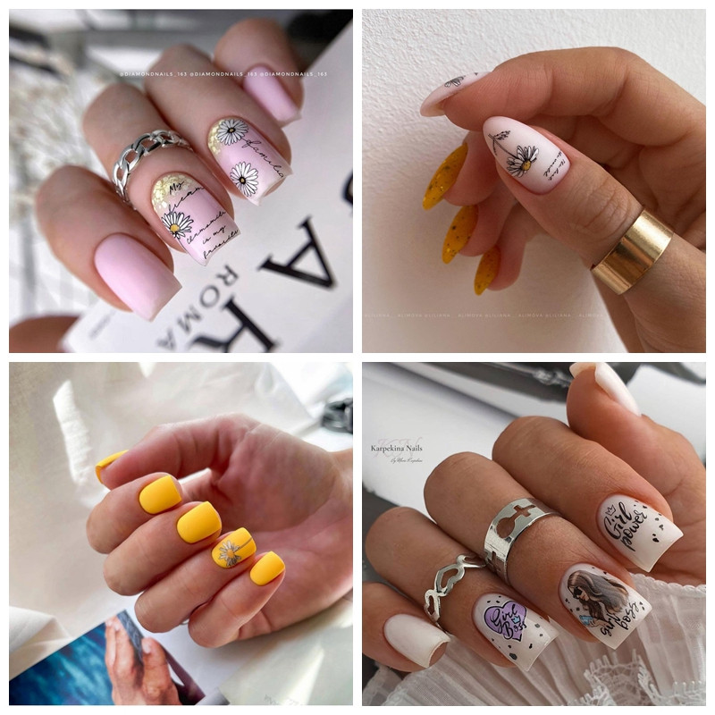 1db 3D Girl Power matricák körmökhöz fekete virágos levél lineáris öntapadó matricák csúszó manikűr körömdíszítések