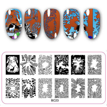 Шаблон за нокти Цветен венец Дизайн Плочи за щамповане Маникюр Плоча за изображения на нокти Направи си сам Декорации за нокти Шаблони
