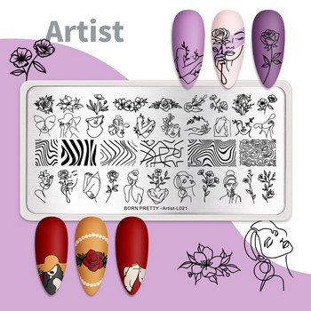 BORN PRETTY 12*6cm шаблони за нокти за щамповане на плочи, дизайн на цветя, животни, дантела, изображения, шаблони за печати, плочи, инструменти за шаблони