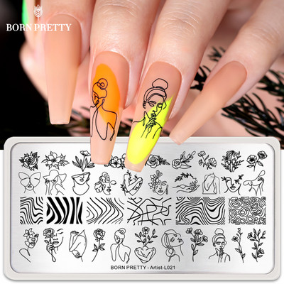 BORN PRETTY 12*6cm Șabloane de artă pentru unghii Placă de ștanțare Design Floare Animal Dantela Imagine Șabloane de ștampile Plăci Instrumente pentru șablon