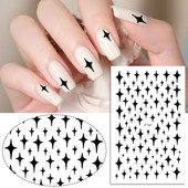 3D romantiška miela meilė širdelė žvaigždės formos nagų lipdukai Raudoni juodi balti nagų lipdukai „pasidaryk pats“ manikiūras, nagų dailės dekoravimas