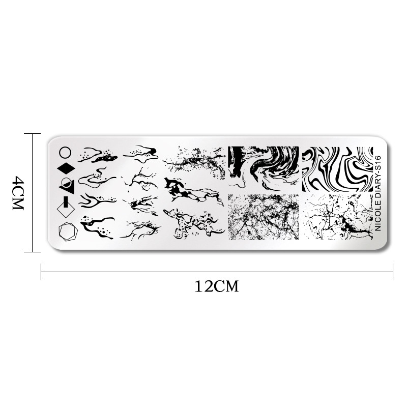 NICOLE NAPLÓ Márvány absztrakt geometria körömbélyegző lemezek szív vonalak mintás köröm stencilek levél virág bélyegzés körmökhöz