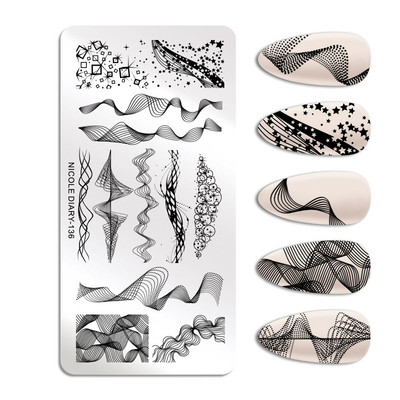 ΗΜΕΡΟΛΟΓΙΟ NICOLE Big Rectangle Nail Stamping Plates Flower Leaves Template Stamping Dot Point Image Printing Stencil Manicuring