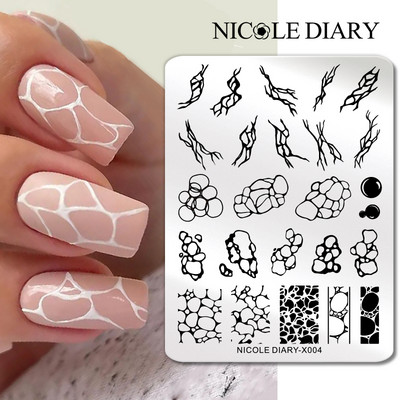 ΗΜΕΡΟΛΟΓΙΟ NICOLE Big Rectangle Nail Stamping Plates Flower Leaves Template Stamping Dot Point Image Printing Stencil Manicuring