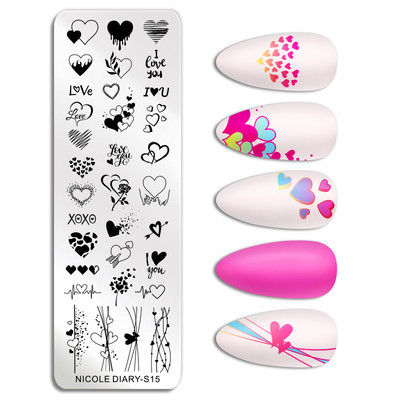 ΗΜΕΡΟΛΟΓΙΟ NICOLE Big Rectangle Nail Stamping Plates Flower Leaves Template Stamping Dot Point Image Printing Stencil Manicuring