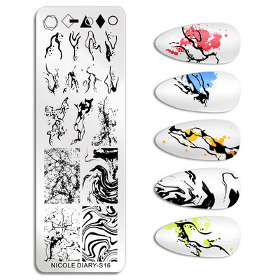 ΗΜΕΡΟΛΟΓΙΟ NICOLE Big Rectangle Nail Stamping Plates Flower Leaves Template Stamping Dot Point Image Printing Stencil Manicuring