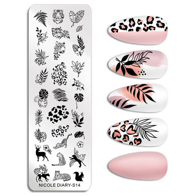 ΗΜΕΡΟΛΟΓΙΟ NICOLE Big Rectangle Nail Stamping Plates Flower Leaves Template Stamping Dot Point Image Printing Stencil Manicuring