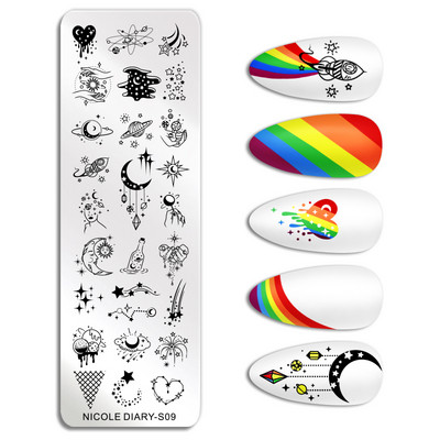 ΗΜΕΡΟΛΟΓΙΟ NICOLE Big Rectangle Nail Stamping Plates Flower Leaves Template Stamping Dot Point Image Printing Stencil Manicuring