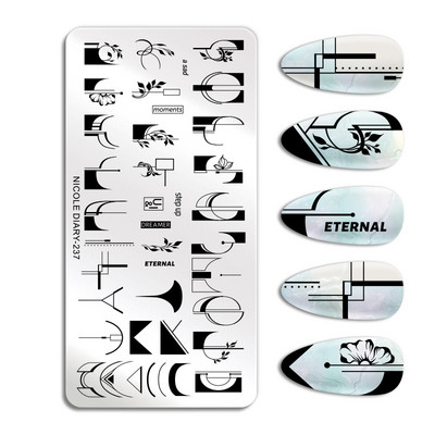 ΗΜΕΡΟΛΟΓΙΟ NICOLE Big Rectangle Nail Stamping Plates Flower Leaves Template Stamping Dot Point Image Printing Stencil Manicuring