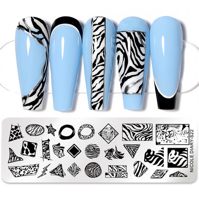 ΗΜΕΡΟΛΟΓΙΟ NICOLE Big Rectangle Nail Stamping Plates Flower Leaves Template Stamping Dot Point Image Printing Stencil Manicuring