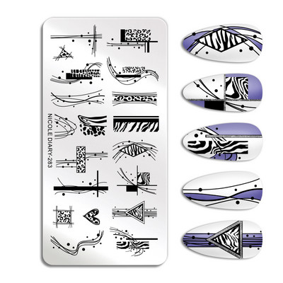 ΗΜΕΡΟΛΟΓΙΟ NICOLE Big Rectangle Nail Stamping Plates Flower Leaves Template Stamping Dot Point Image Printing Stencil Manicuring