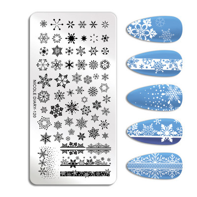 ΗΜΕΡΟΛΟΓΙΟ NICOLE Big Rectangle Nail Stamping Plates Flower Leaves Template Stamping Dot Point Image Printing Stencil Manicuring