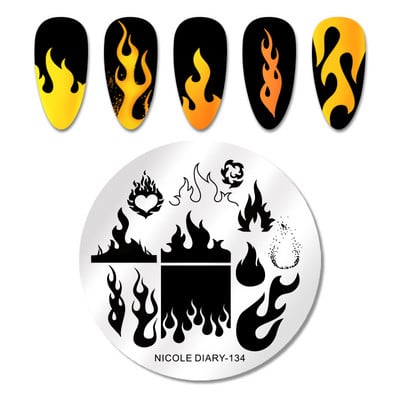 ΗΜΕΡΟΛΟΓΙΟ NICOLE Big Rectangle Nail Stamping Plates Flower Leaves Template Stamping Dot Point Image Printing Stencil Manicuring