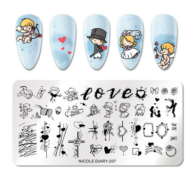 ΗΜΕΡΟΛΟΓΙΟ NICOLE Big Rectangle Nail Stamping Plates Flower Leaves Template Stamping Dot Point Image Printing Stencil Manicuring