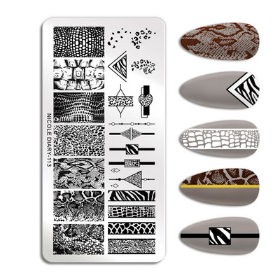 ΗΜΕΡΟΛΟΓΙΟ NICOLE Big Rectangle Nail Stamping Plates Flower Leaves Template Stamping Dot Point Image Printing Stencil Manicuring