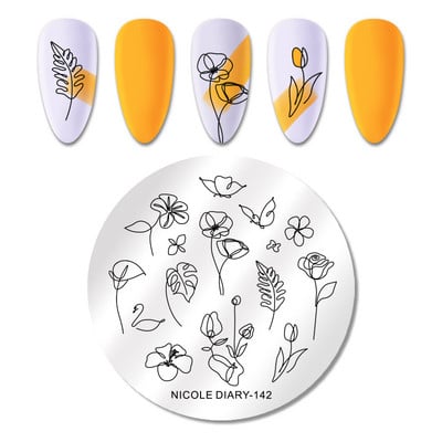 ΗΜΕΡΟΛΟΓΙΟ NICOLE Big Rectangle Nail Stamping Plates Flower Leaves Template Stamping Dot Point Image Printing Stencil Manicuring