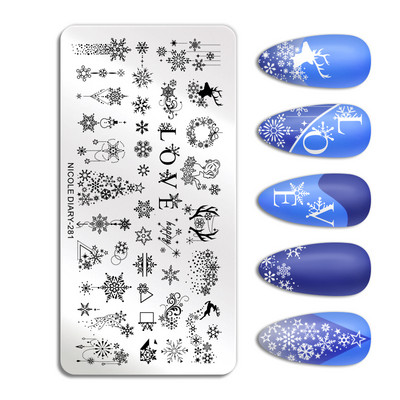 ΗΜΕΡΟΛΟΓΙΟ NICOLE Big Rectangle Nail Stamping Plates Flower Leaves Template Stamping Dot Point Image Printing Stencil Manicuring