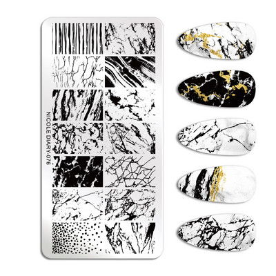 ΗΜΕΡΟΛΟΓΙΟ NICOLE Big Rectangle Nail Stamping Plates Flower Leaves Template Stamping Dot Point Image Printing Stencil Manicuring