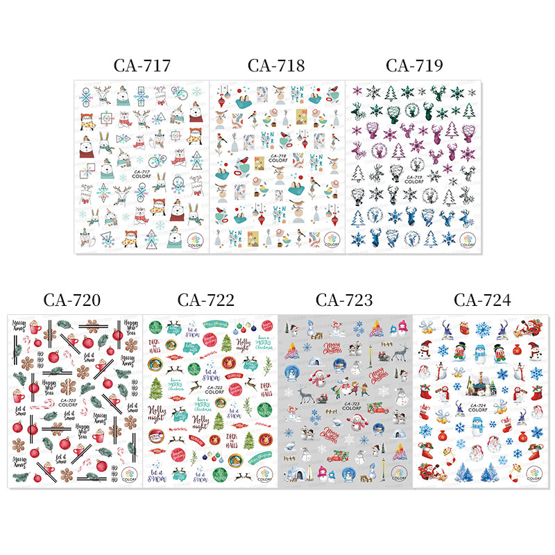 Χριστουγεννιάτικα τρισδιάστατα αυτοκόλλητα νυχιών ελάφια Γάντια για χιόνι δέντρο συρόμενα χειμωνιάτικα στολίδια Φανάρια διακόσμηση Καραμέλες Καπέλα Άγιου Βασίλη Αυτοκόλλητα νυχιών