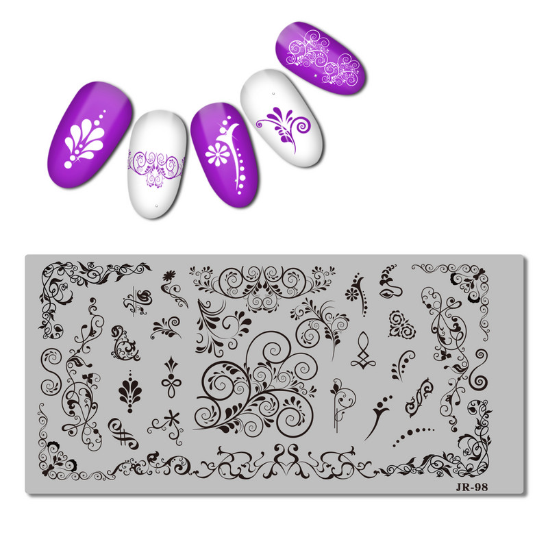 Πρότυπο πλάκας σφράγισης από ανοξείδωτο ατσάλι 2018 Γαλλικό χαμόγελο Γεωμετρία Sea Ocean Vintage Flowers Ramadan Eyes Nail Tool JR91-100