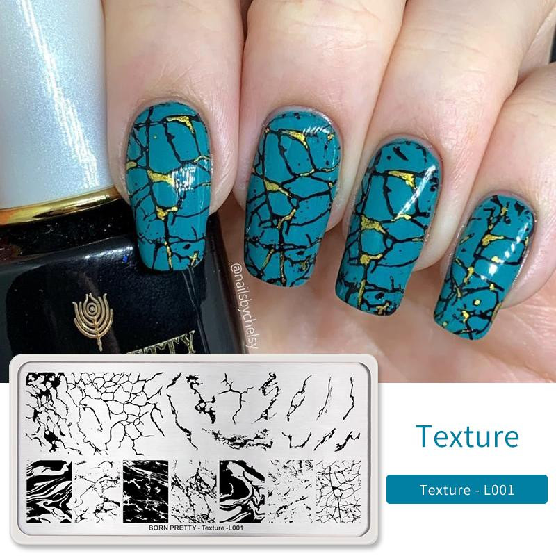 BORN PRETTY Ορθογώνιες πλάκες σφράγισης νυχιών Μαρμάρινη υφή μελάνι από ανοξείδωτο ατσάλι Πρότυπο εικόνας υφής εικόνας για DIY πιάτα