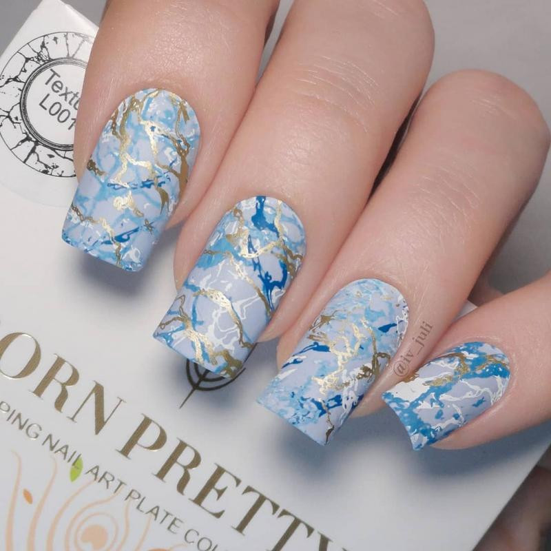 BORN PRETTY Ορθογώνιες πλάκες σφράγισης νυχιών Μαρμάρινη υφή μελάνι από ανοξείδωτο ατσάλι Πρότυπο εικόνας υφής εικόνας για DIY πιάτα