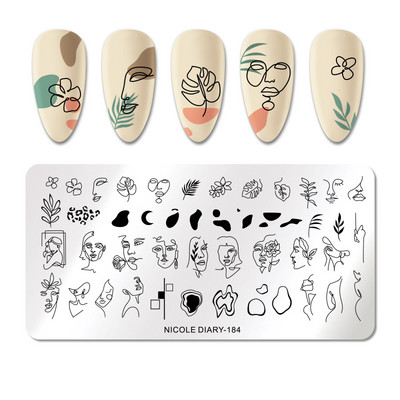 NICOLE DIARY Special Line Design Summer Fruits Stamp Plates Leaf Flower Nail Art Stamping Template Printing Stencil Image