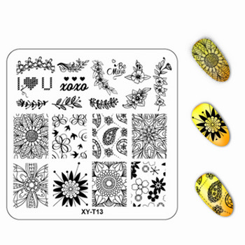 Ново изображение на цветни растения Пластмасови плочи за щамповане на нокти 6*6 см квадратни шаблони за щамповане на нокти Инструменти за ноктопластика
