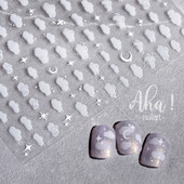 1Pc Stars Moon White Cloud αυτοκόλλητα νυχιών/Εξαιρετικά λεπτά αυτοκόλλητα νυχιών Αυτοκόλλητα αυτοκόλλητα/Σύννεφα αυτοκόλλητα νυχιών/Χαλκομανία νυχιών Kawaii