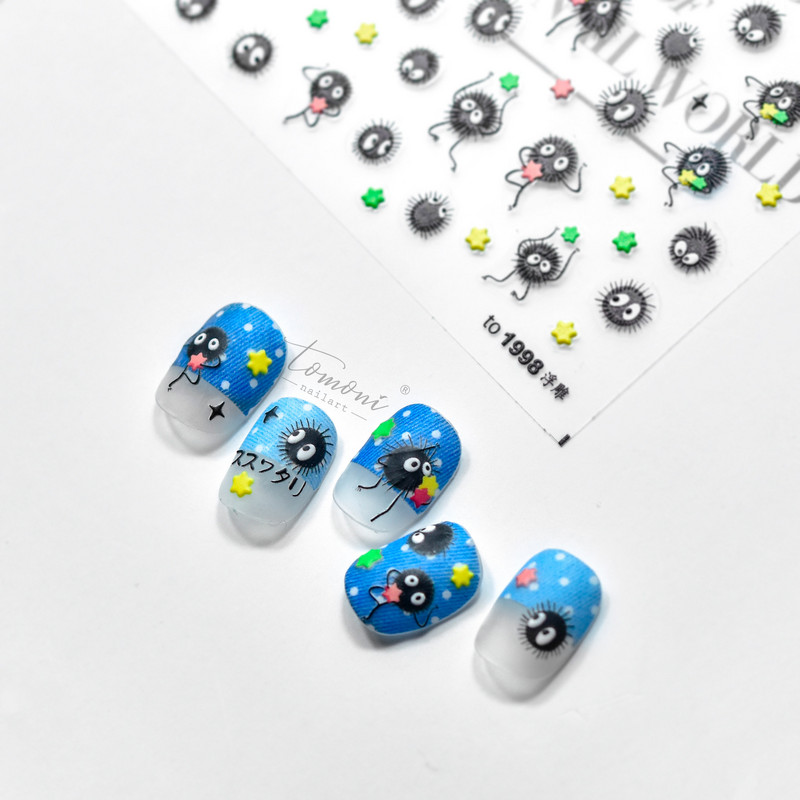 1 lap 5D körömmatricák Rajzfilm öntapadó csúszka körömdíszítések csillagok matricák manikűr kiegészítők