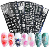 1 τεμ/Σετ Nail Art Stamp Plate Leaf Marble Texture Flower Geometry Polish Nail Print Jelly Stamper Scrapper Tool