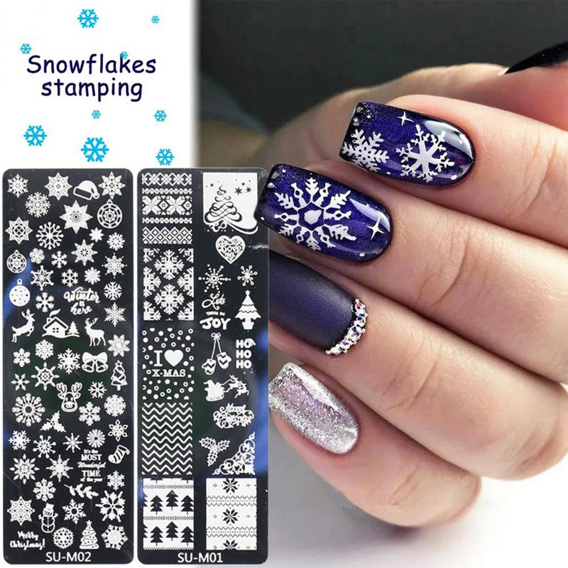 1 τεμ/Σετ Nail Art Stamp Plate Leaf Marble Texture Flower Geometry Polish Nail Print Jelly Stamper Scrapper Tool