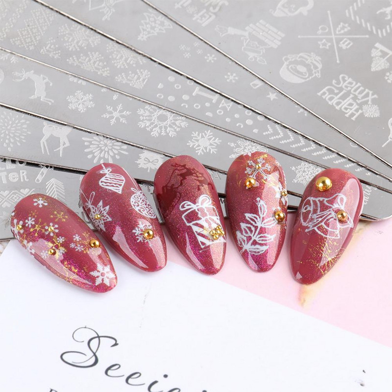 1 τεμ/Σετ Nail Art Stamp Plate Leaf Marble Texture Flower Geometry Polish Nail Print Jelly Stamper Scrapper Tool